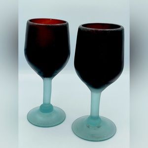 Set of two frosted wine goblets